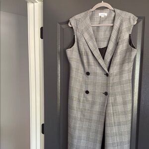 Calvin Klein Black and Gray Checkered Vest